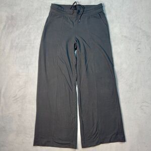 Denim & Co. Active French Terry Wide Leg Black Cotton Pants with Pockets M